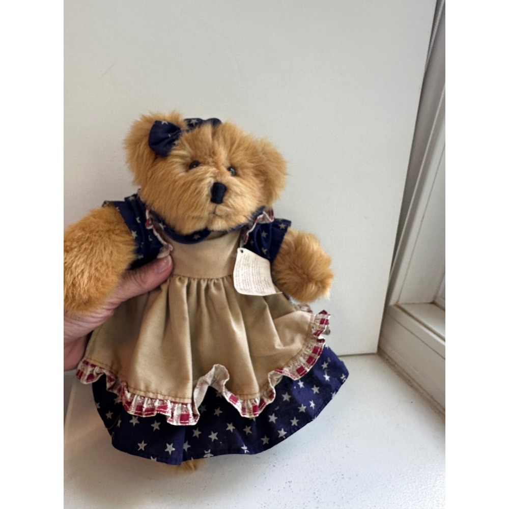 Russ Berrie Bears from the Past Amelia Teddy Bear Patriotic Star Dress Plush 12"